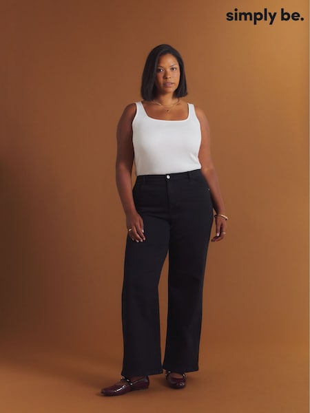 Simply Be Black Wide Leg Cosy Jeans (G07228) | £38