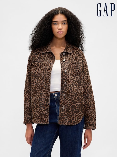 Gap Animal UltraSoft Leopard Denim Shirt Jacket (G07254) | £85