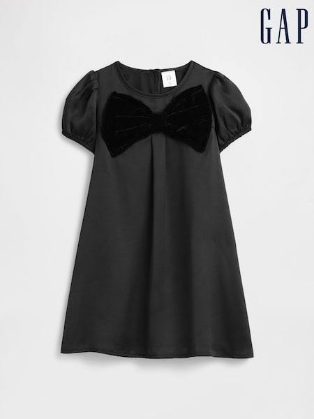 Gap Black Puff Sleeve Bow Dress (6mths-5yrs) (G07266) | £25
