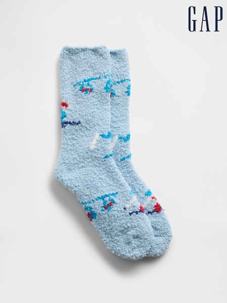 Gap Cosy Blue Skiers Adult Fluffy Socks (G07284) | £7