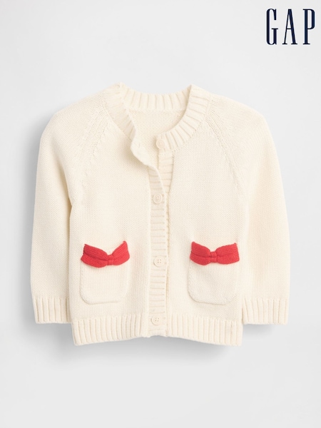 Gap Cream Bow Pocket Cardigan Jumper (Newborn-24mths) (0-24mths) (G07290) | £25
