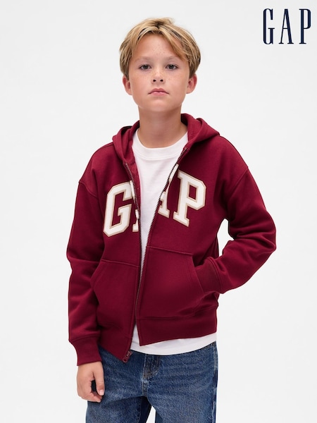 Gap Burgundy Red Relaxed Logo Zip Hoodie (4-13yrs) (4-13yrs) (G07297) | £25