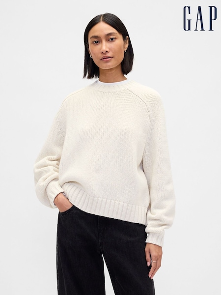 Gap Cream Relaxed Saddle-Sleeve Crew Neck Jumper (G07334) | £60