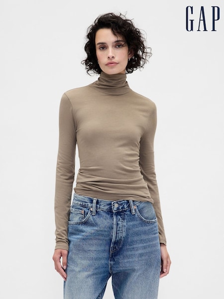 Gap Beige Featherweight Turtle Neck T-Shirt (G07354) | £18