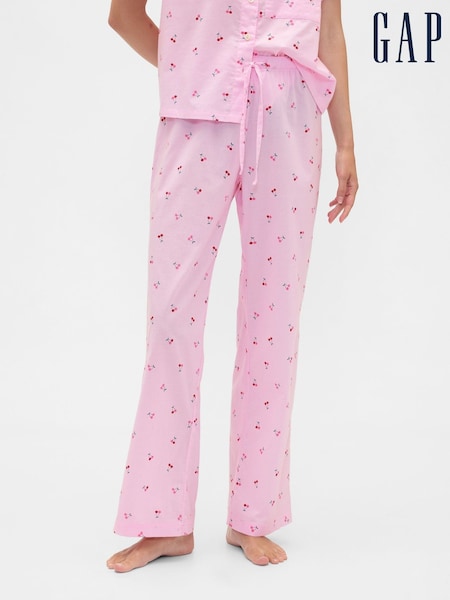 Gap Pink Cherry Print Poplin Pyjama Bottoms (G07363) | £25