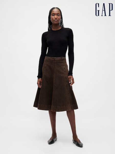Gap Brown Denim Tulip Midi Skirt (G07430) | £65