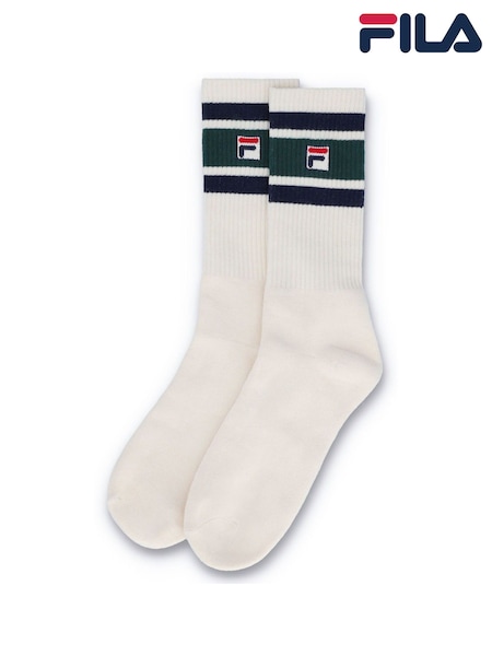 Fila Cream Russell 3 Pack F-Box Heritage Stripe Socks 2pack (G07434) | £15