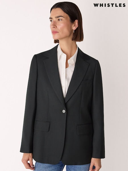 Whistles Black Single Breasted Wool Blazer (G07450) | £179