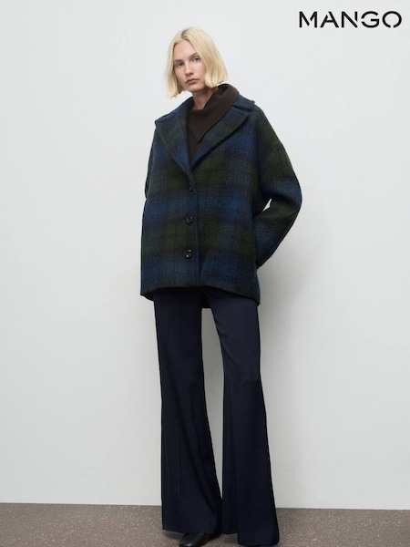 Mango Blue Oversize Check Coat (G07458) | £149
