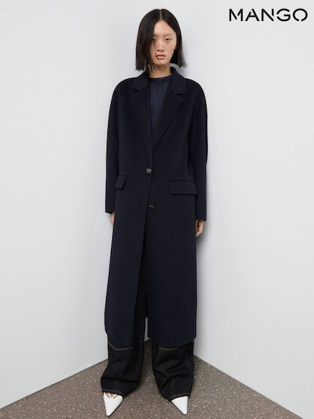 Mango Blue Wool Overcoat (G07465) | £150