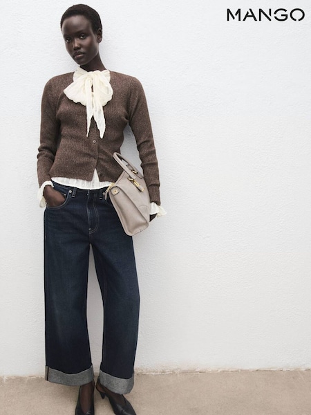 Mango Brown Ribbed Knitted Cardigan (G07486) | £33