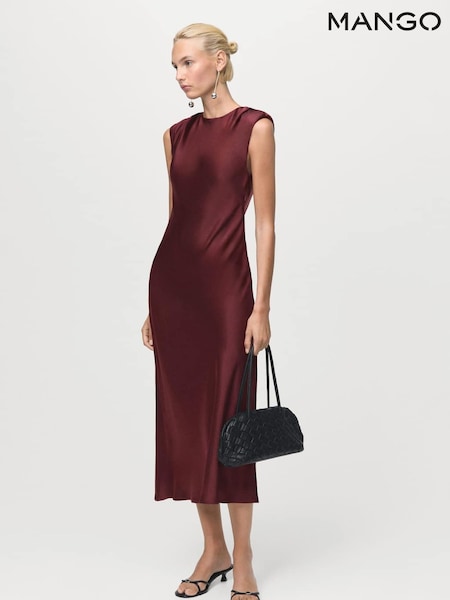 Mango Red Fitted Satin Dress (G07489) | £70