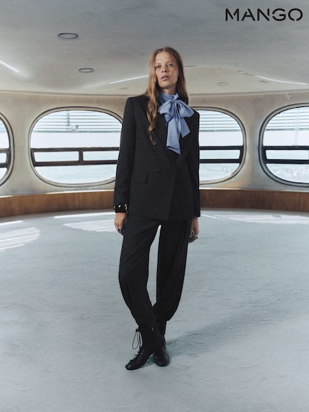 Mango Grey Double Breasted Check Blazer (G07513) | £90