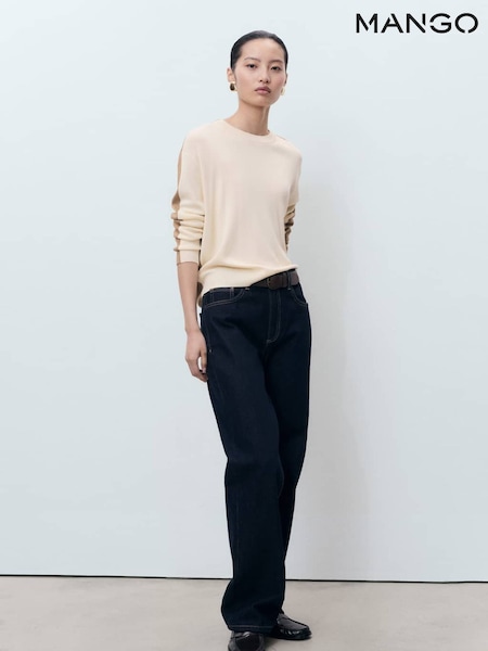Mango White Combined-Design Sweater (G07559) | £35