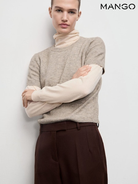 Mango Natural Fine Knit Short Sleeve Jumper (G07560) | £36