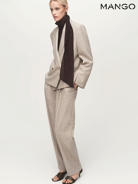 Mango Grey Pinstripe Wool Suit Trousers (G07574) | £50