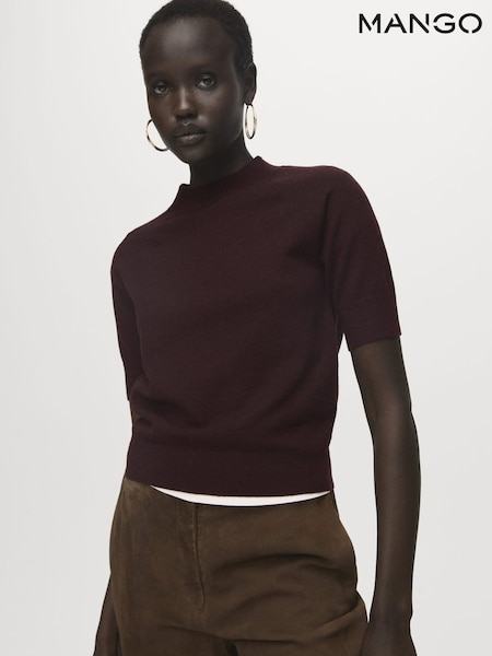 Mango Red Short-Sleeved Wool-Blend Sweater (G07583) | £36