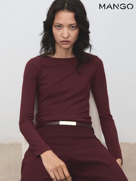 Mango Red Long-Sleeved Fine-Knit Sweater (G07599) | £26