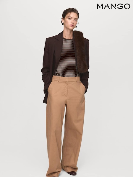 Mango Brown Long-Sleeved Striped T-Shirt (G07607) | £26
