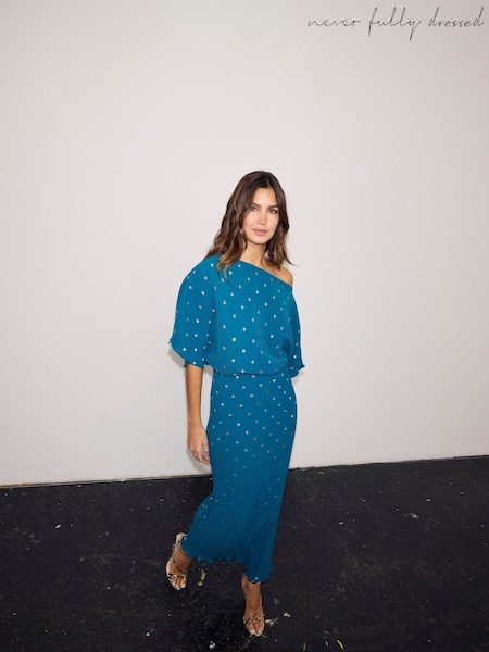 Never Fully Dressed Blue Plisse Tilly Dress (G07666) | £99