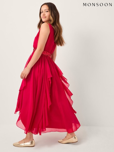 Monsoon Red Clemmie Sequin Chiffon Prom Dress (G07691) | £48 - £53