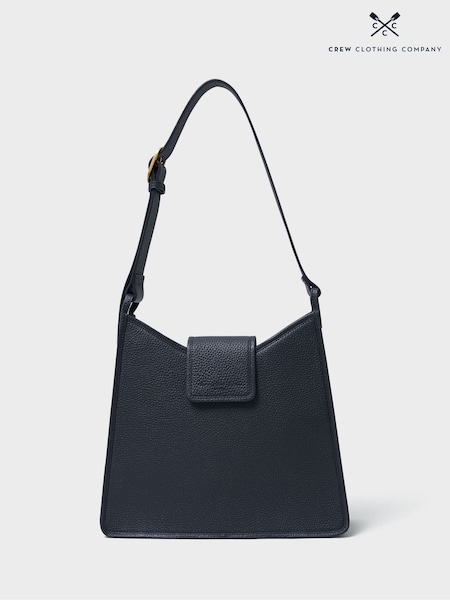 Crew Clothing Blue Leather Shoulder Bag (G07705) | £129