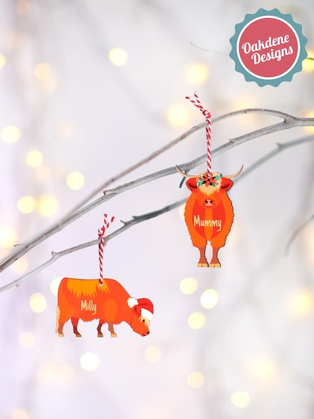 Personalised Highland Cow Christmas Decoration by Oakdene (G07847) | £10
