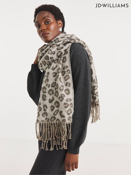 JD Williams Animal Leopard Print Midweight Scarf (G07984) | £23
