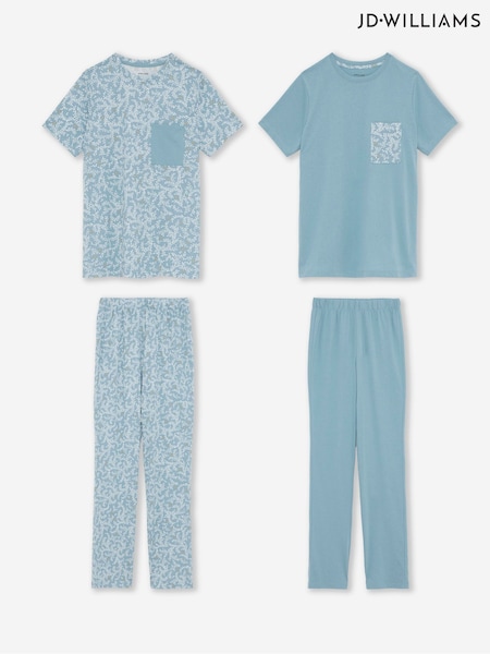 JD Williams Blue 2 Pack Value Pyjamas Set (G07989) | £30