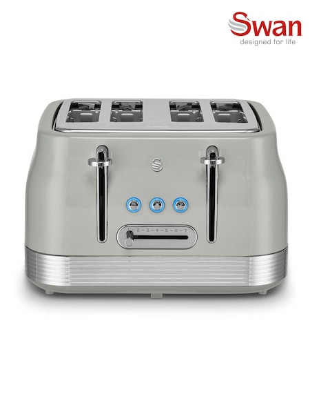 Swan Grey 1860W Retro 4 Slice Toaster (G09021) | £60