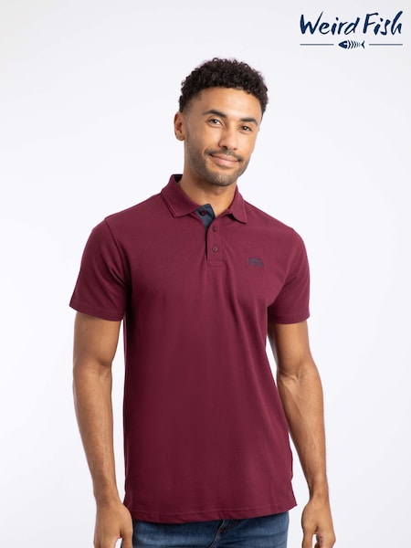 Weird Fish Red Miles Pique Polo Shirt (G09084) | £38