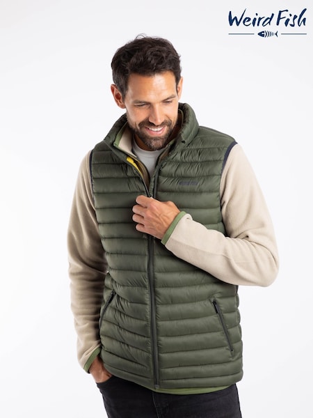 Weird Fish Green Langtree Lightweight Showerproof Padded Gilet (G09085) | £65