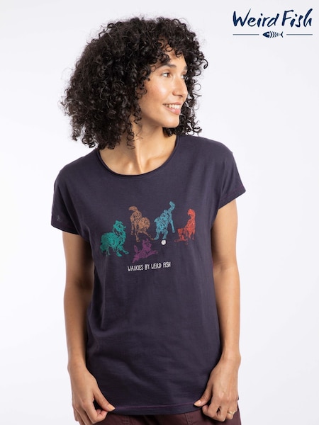 Weird Fish Blue Go Fetch Front Print Graphic T-Shirt (G09090) | £28