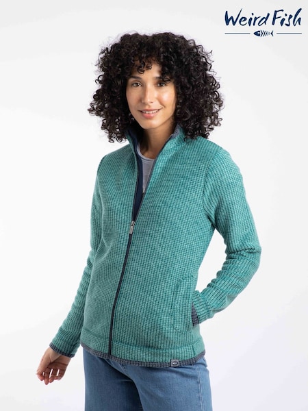 Weird Fish Green Ariana Full Zip Grid Fleece (G09093) | £65