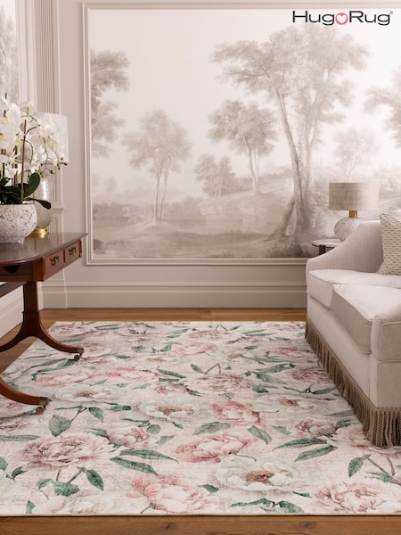 Hug Rug Pink Blooming Peonies Rug (G09194) | £200 - £420