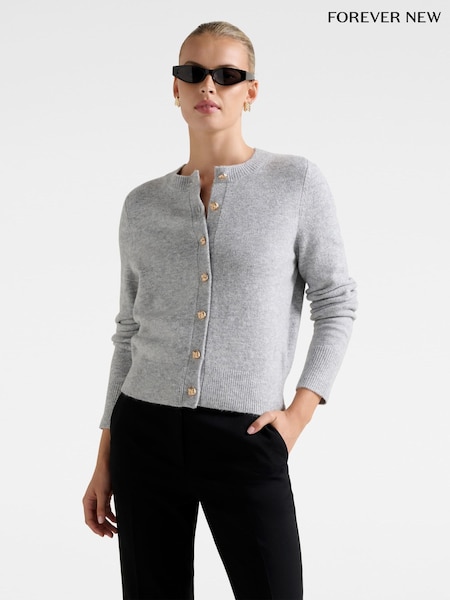 Forever New Grey May Crew Neck Cardigan (G09529) | £55