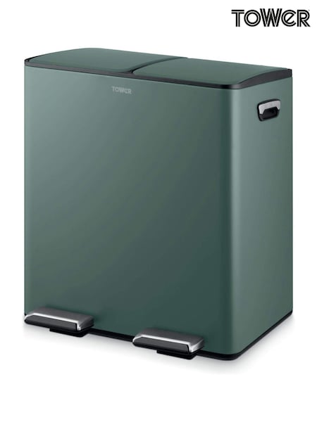 Tower Forest Green 40L Pedal Bin 2 x 20L (G09553) | £100