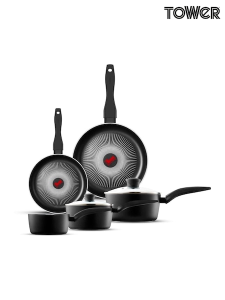 Tower 5 Piece Black Smart Start Gourmet Cookware Set (G09572) | £80