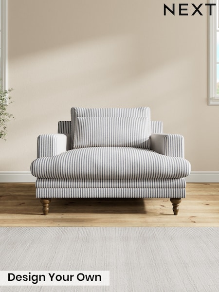 Chenille Stripe/Slate Blue - Hutton Deep Relaxed Sit
