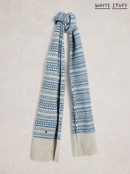 White Stuff Grey Sean Fairisle Knit Scarf (G09700) | £49