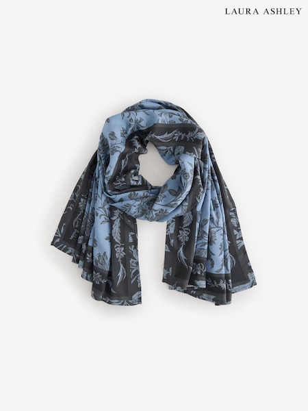 Laura Ashley Navy Lloyd Print Light Weight Scarf (G09842) | £18