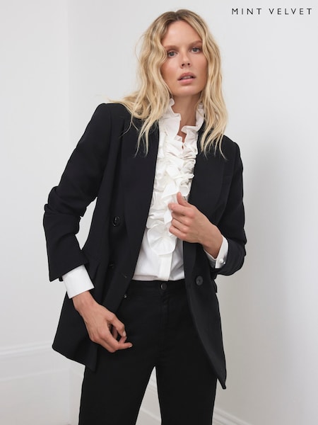 Mint Velvet Black Double Breasted Blazer (G09902) | £165