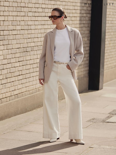 Mint Velvet Cream Hand Finished Single Breasted Blazer (G09916) | £199