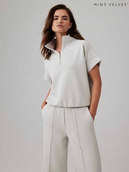 Mint Velvet White Short Sleeve Sweatshirt (G09919) | £69