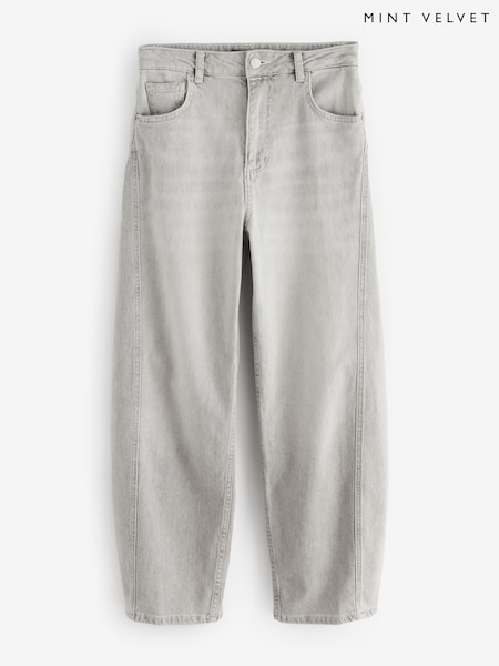 Mint Velvet Grey Tapered Barrel Jeans (G09927) | £99