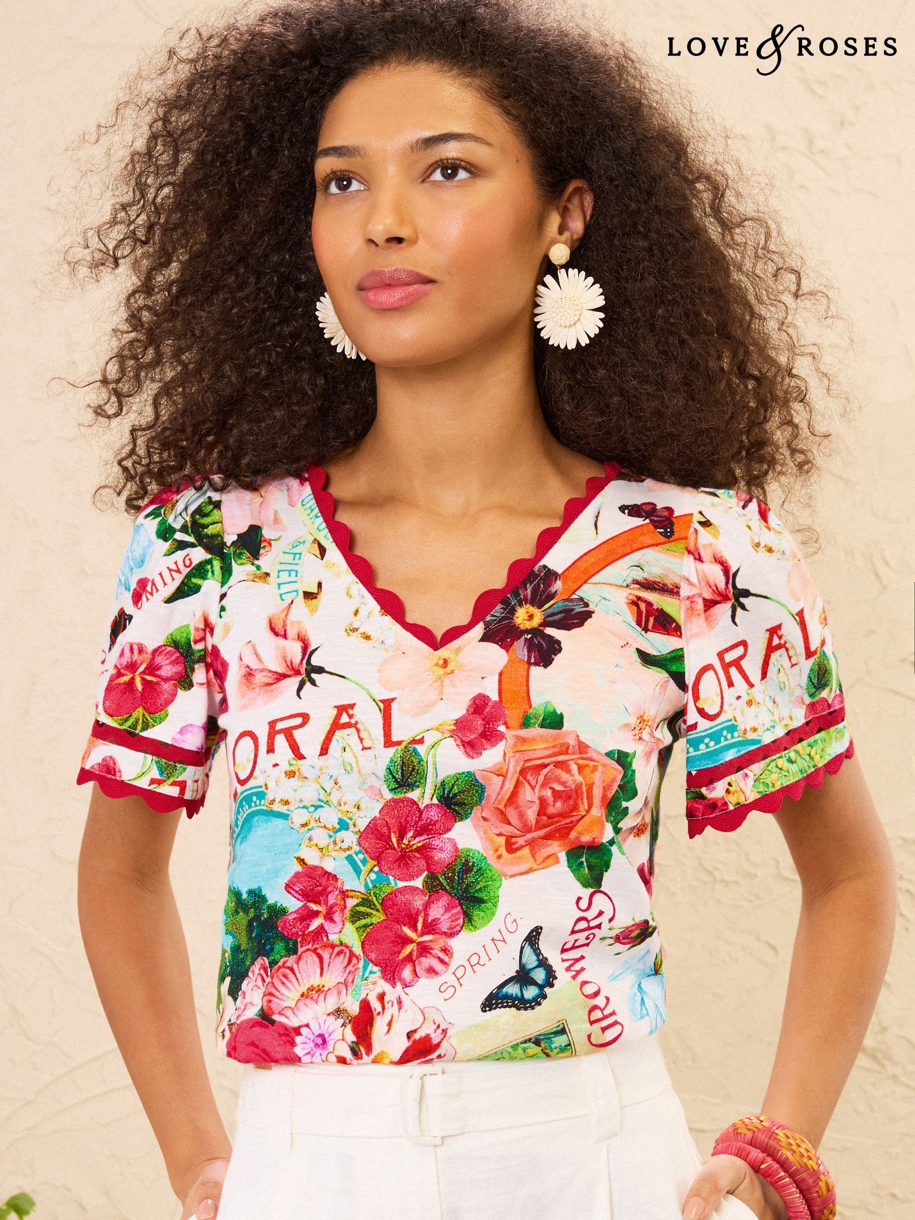 Love & Roses Women's Red Tops | Next Official Site