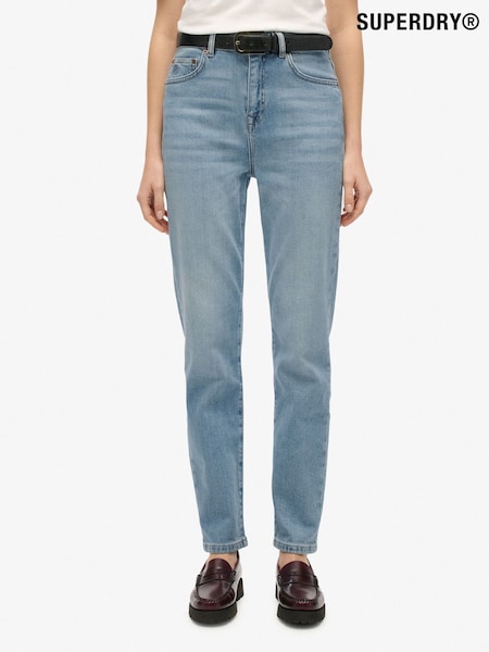 Superdry Blue Organic Cotton High Rise Mom Jeans (G10030) | £55