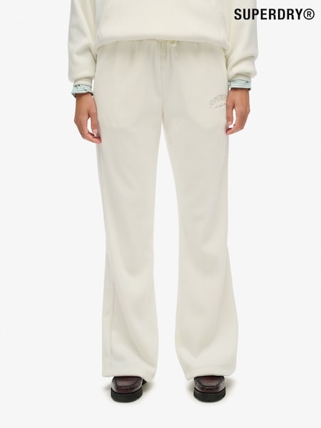 Superdry White Country Club Velour Straight Joggers (G10031) | £50
