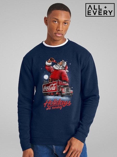 All + Every Blue Coca Cola Santa And Truck Holidays Are Coming Sweatshirt (G10108) | £35