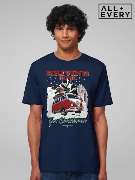 All + Every Blue Volkswagen Santa Driving Home For Christmas T-Shirt (G10109) | £25